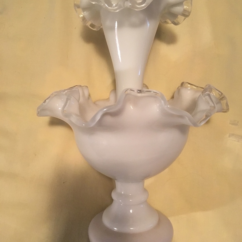 Antique epergne white milk glass